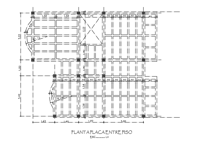 The marking layout of the 9x8m house plan drawing