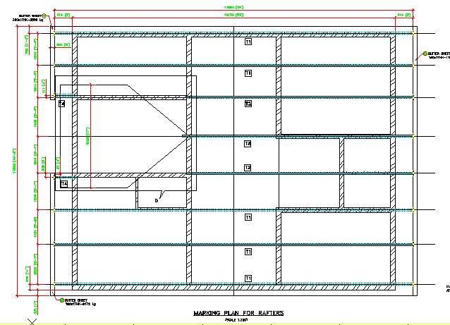 The marking plan for Rafter section details are given in this AutoCAD DWG Drawing File.Download the 2D CAD DWG file now.