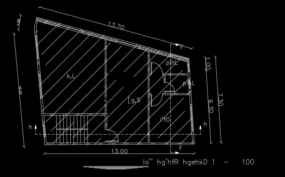 The measurement detail of the 14x10m house plan