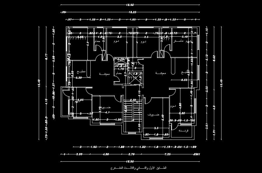 The measurement detail of the 18x15m house plan