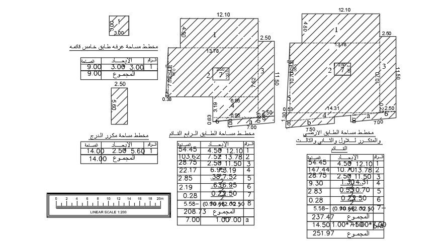 The measurement drawing of the 17x17m ground floor house plan