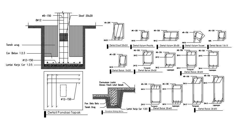 Theme park column cross section drawing is given in this file
