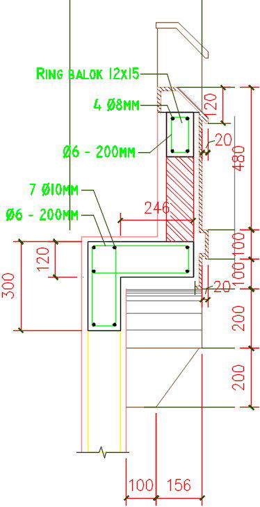 Theme park column vertical section and reinforcement detail drawing