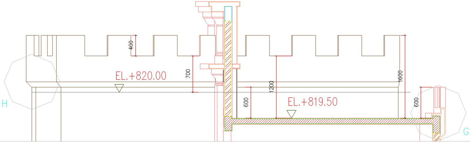 Theme park front compound elevation view is given in this file