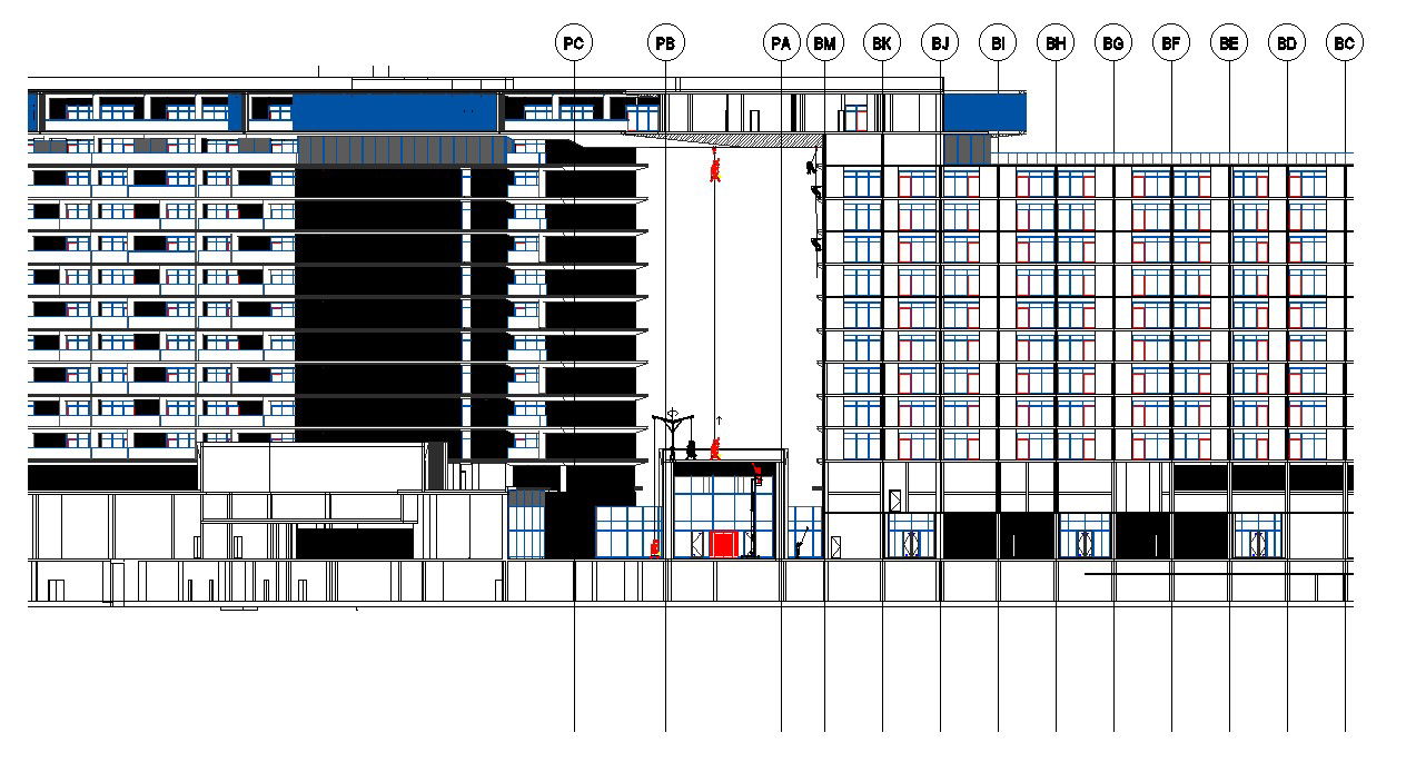 The multistory building elevation is given in this cad drawing file. download this 2d AutoCAD drawing detail.
