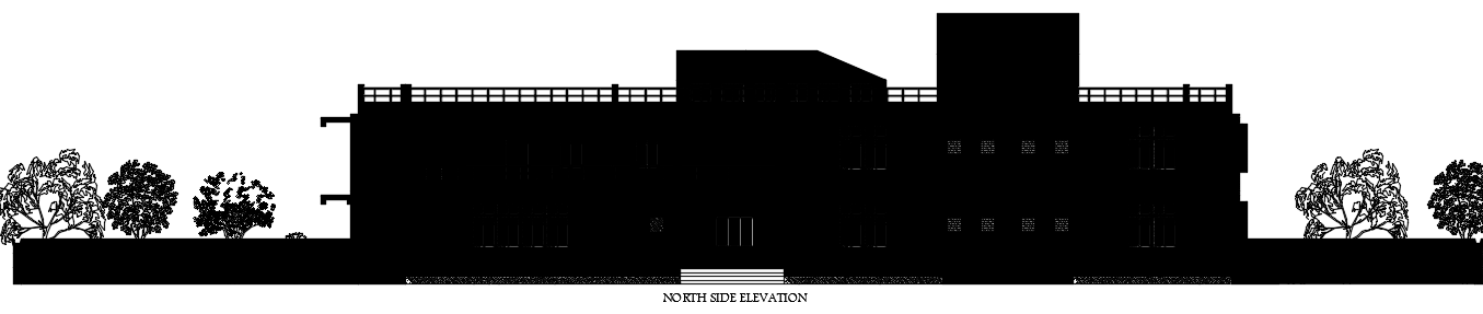The north side elevation view of the 19x15m house building is given in this file