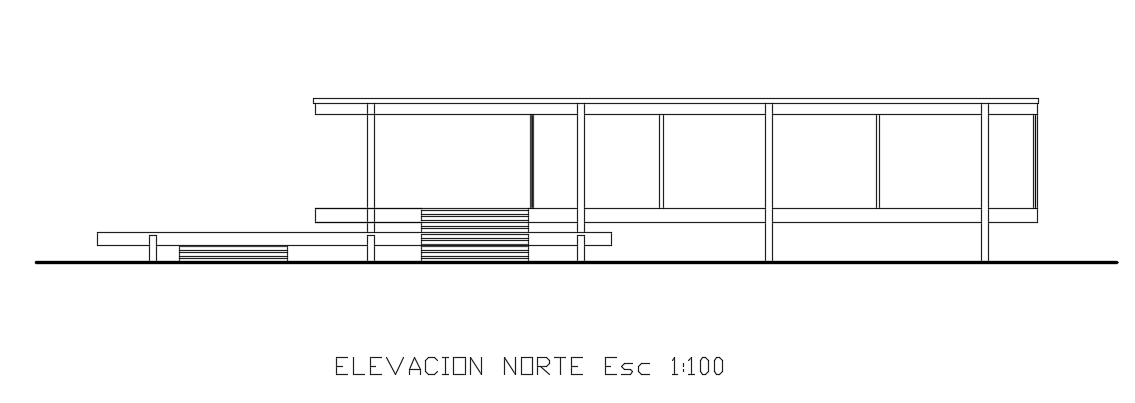 The north side elevation view of the 24x15m house building