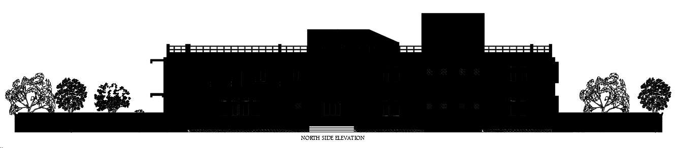 The north side elevation view of the 40’X18’ house building