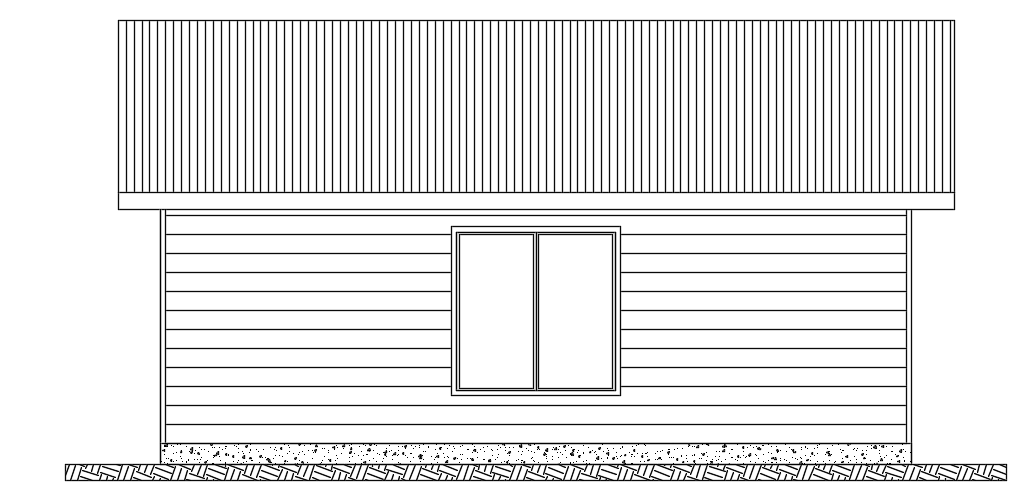 The north side elevation view of the 7x12m architecture house building