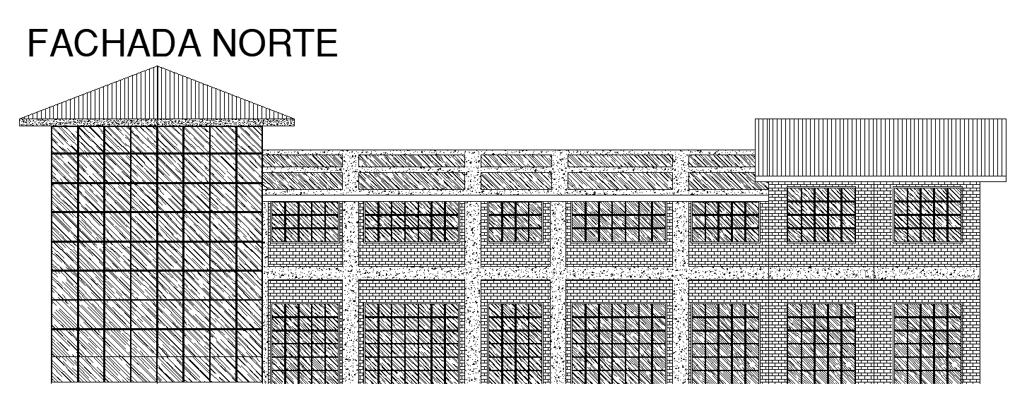 The north side elevation view of the restaurant building