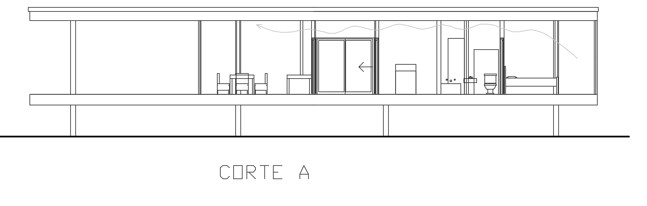 The north side section view of the 24x15m house building AutoCAD drawing