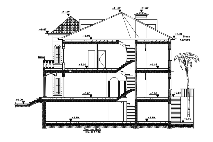 The northwest section of the 18x16m villa house building