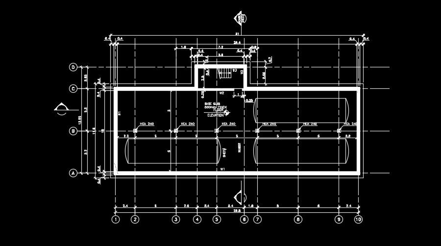 The outer layout of the 22x10m industrial plan drawing