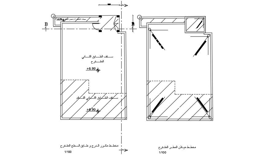 The plan of the stair repeater and the proposed roof floor of the 12x17m house model