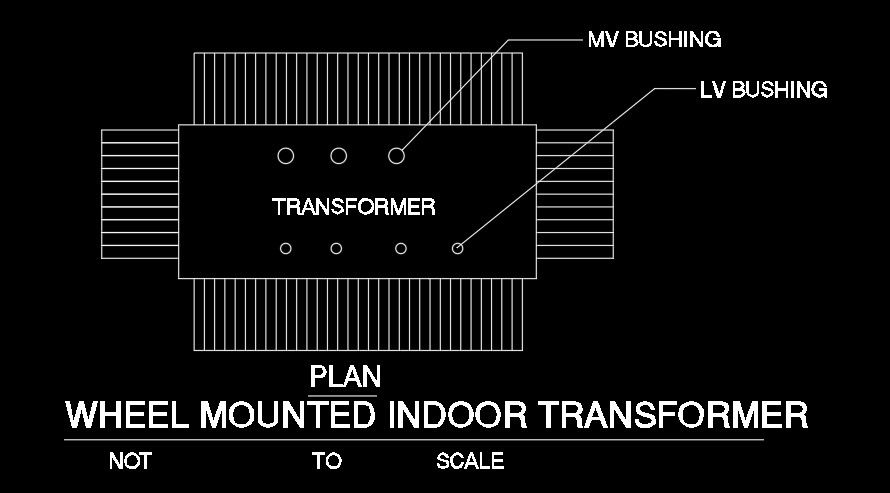 The plan of the wheel mounted indoor transformer drawing