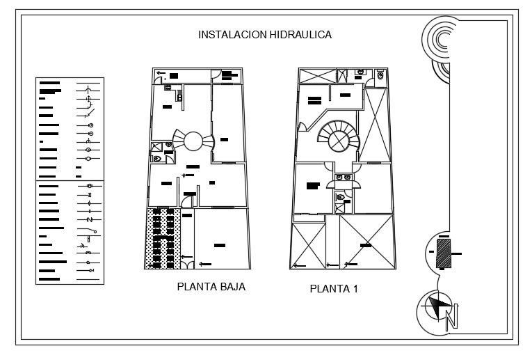 The plumbing layout of the 10x18m bungalow house plan AutoCAD model