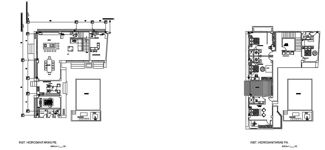 The plumbing layout of the 15x20m bungalow house plan