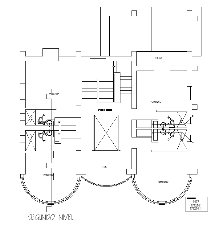 The plumbing layout of the 16x12m second floor house plan is given in this AutoCAD drawing model. Download now.