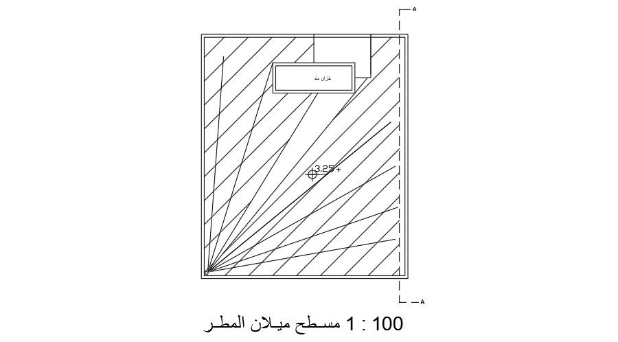 The rainwater line slope drawing is given for the 10x13m house plan