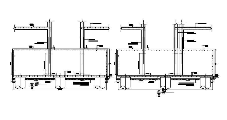 The reinforcement wall and pile foundation section details are given in this AutoCAD Drawing File. Download the free AutoCAD file now.
