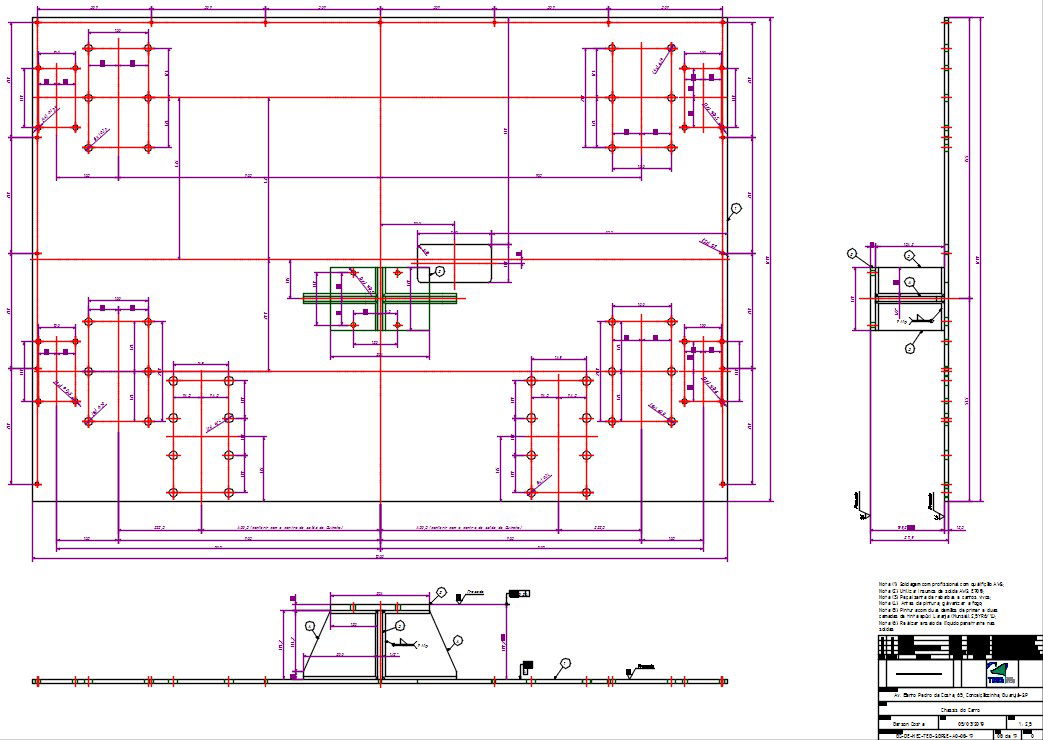 The rental car set car chassis plan and section drawings