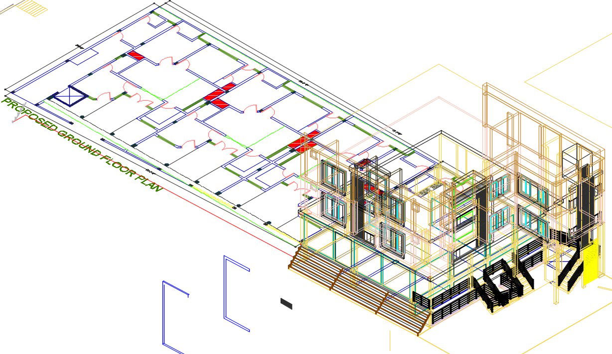 The residential building proposed floor plans are given