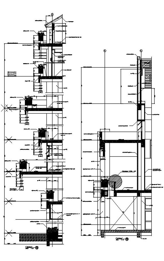 The residential building sectional detail provided in this AutoCAD drawing. Download this 2d autocad drawing file.