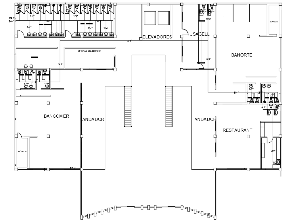 The restaurant floor plan cad drawing is given in this cad file. Download this cad file now.