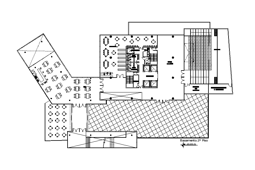 The restaurant plan is presented in this AutoCAD drawing file. Download this 2d AutoCAD drawing file.