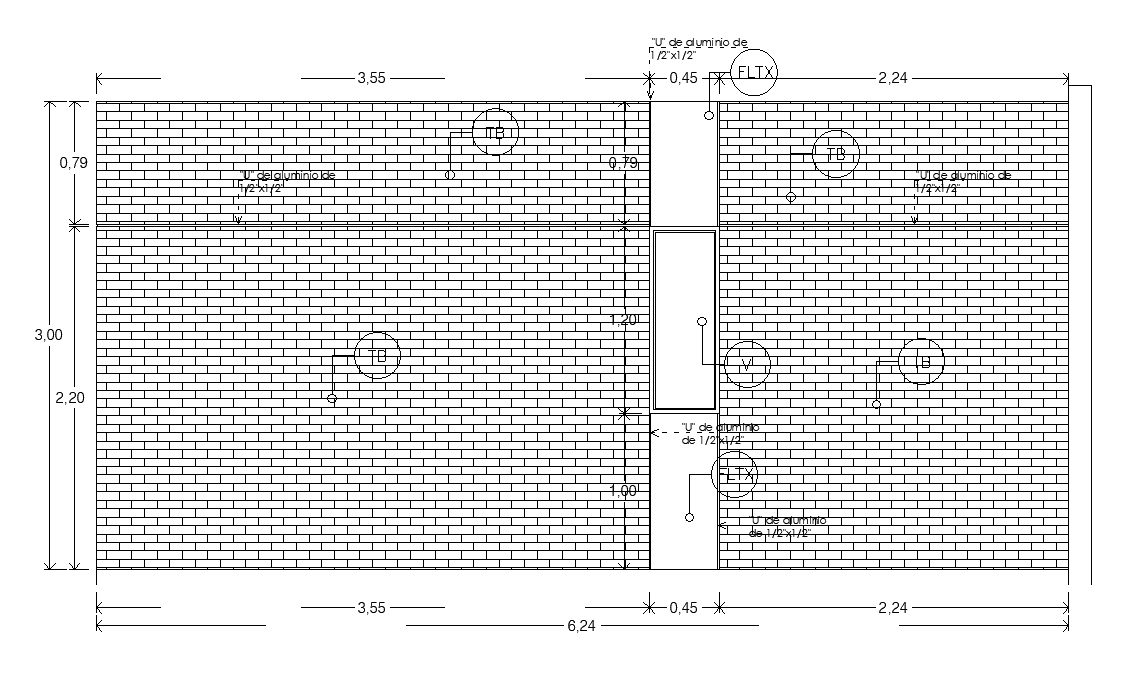 The right side17x5m training institute office building AutoCAD drawing