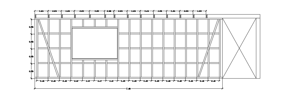 The right side bottom partition view of the 6x7m two story house building cad drawing is given