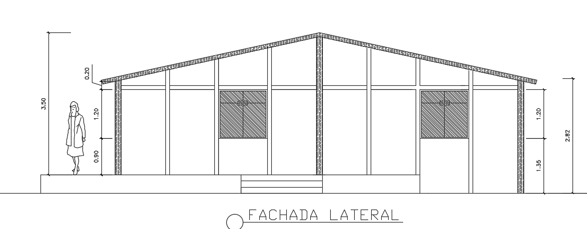 The right side cut section view of the 13x10m 3bhk house building drawing