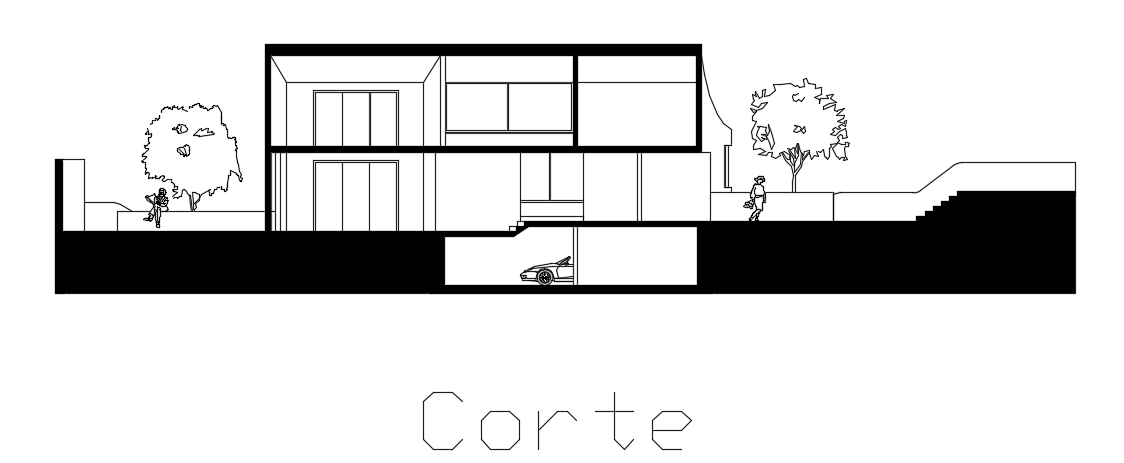 The right side cut section view of the 15x15m bungalow house building