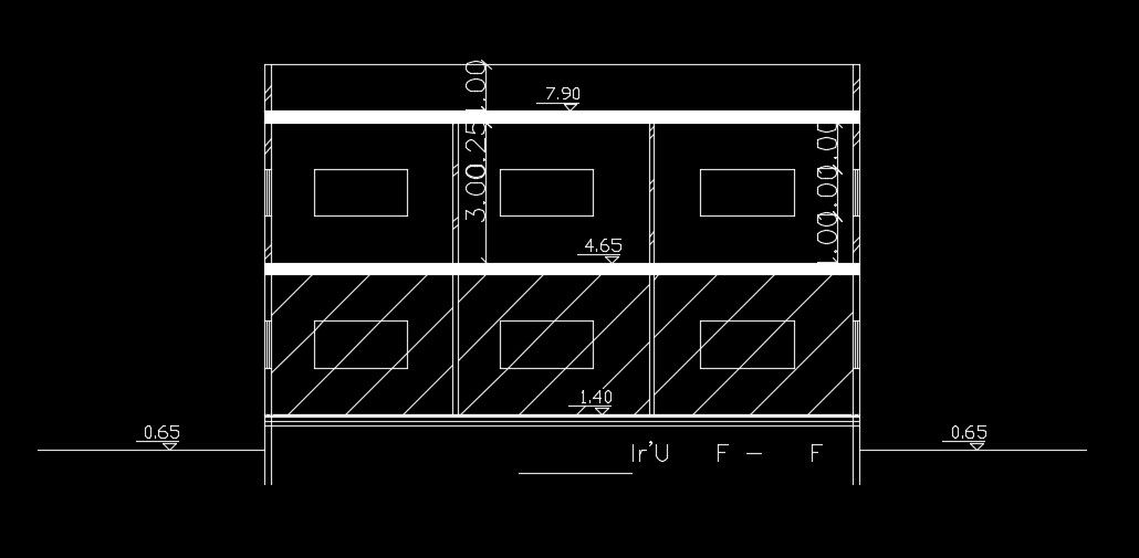 The right side cut section view of the 22x22m house building
