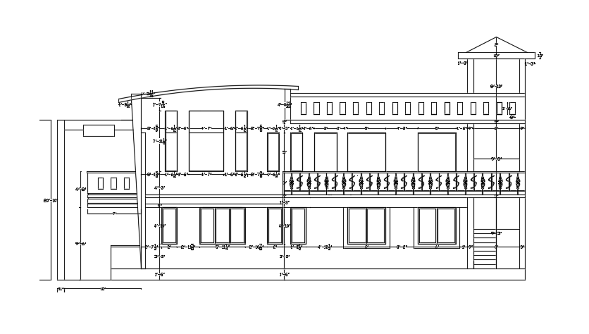 The right side cut section view of the 57’x29’multifamily two story house building