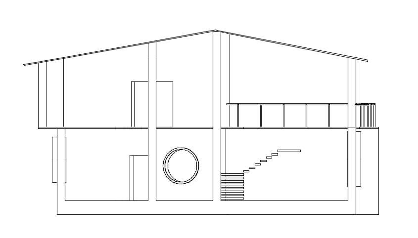 The right side cut section view of the 7x13m house building
