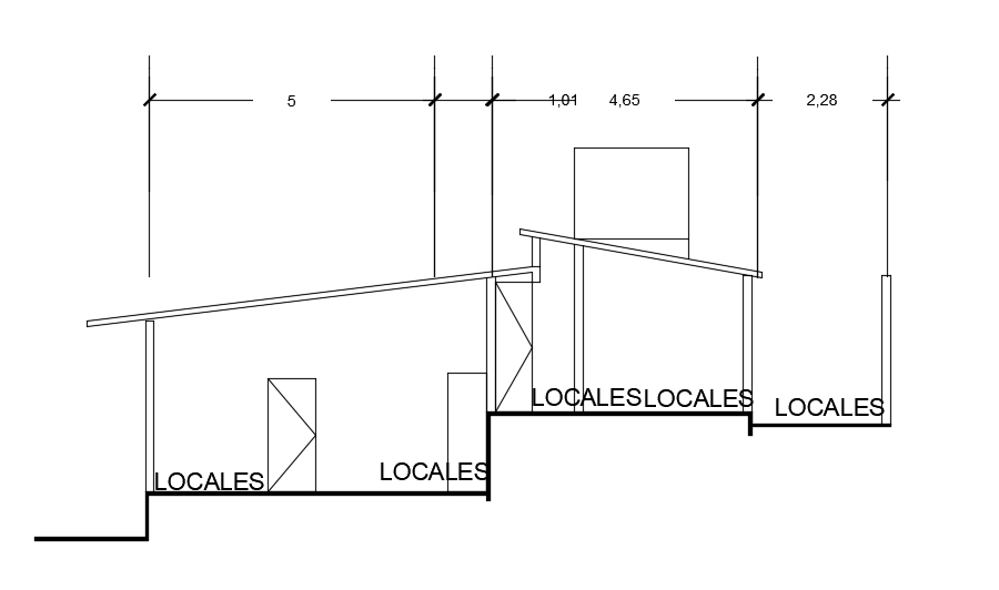Right Side Cut Section of 8x15m House in AutoCAD DWG file