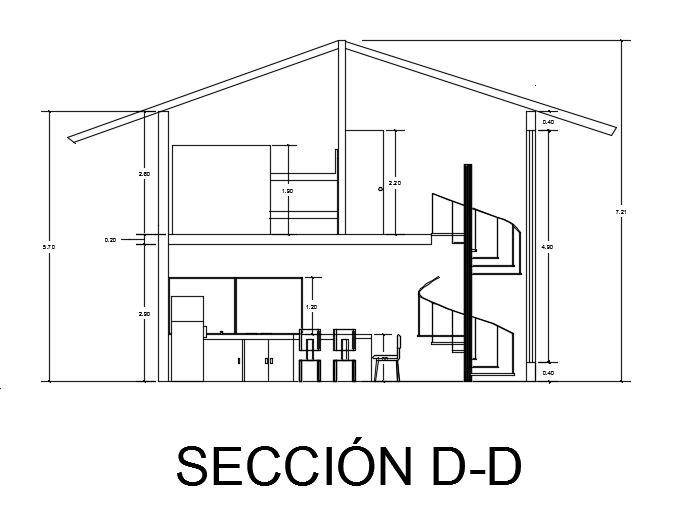 The right side cut section view of the round shape house building