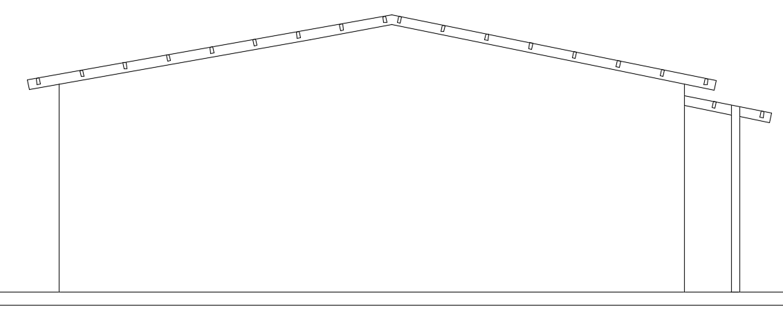 The right side elevation layout of the 10x8m single story residential house building drawing