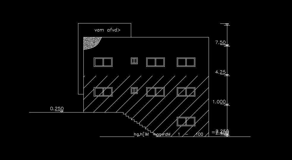 The right side elevation view of 14x14m house building