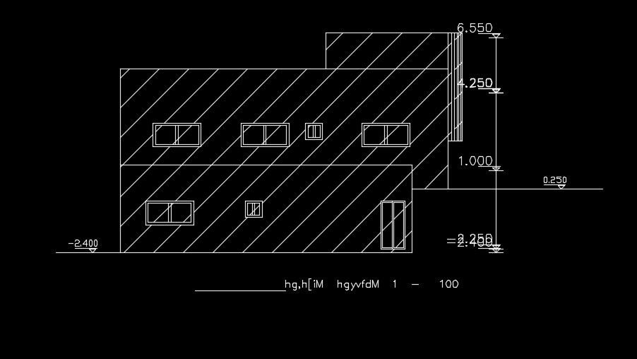 The right side elevation view of the 11x14m house building