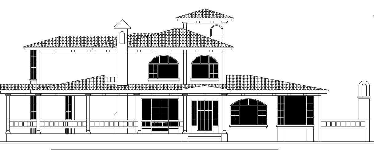 The right side elevation view of the 11x24m house building