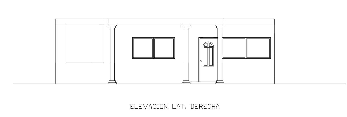 The right side elevation view of the 12x10m house building CAD drawing
