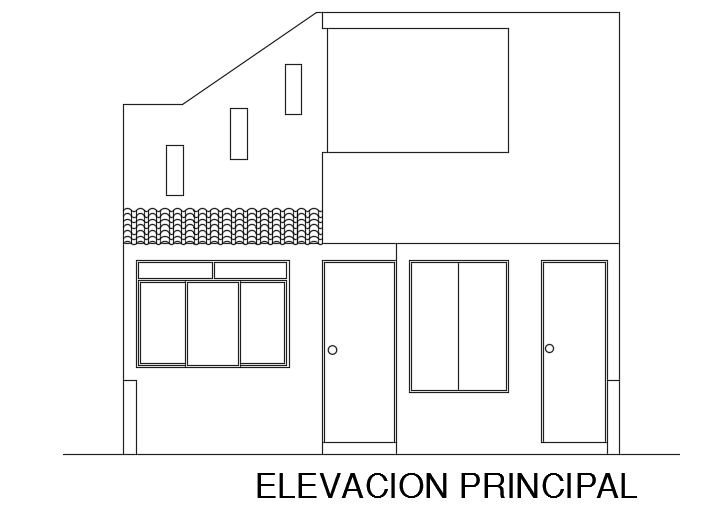 The right side elevation view of the 12x6m 3bhk house building