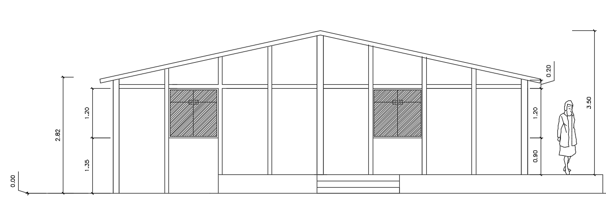 The right side elevation view of the 13x10m 3bhk house building