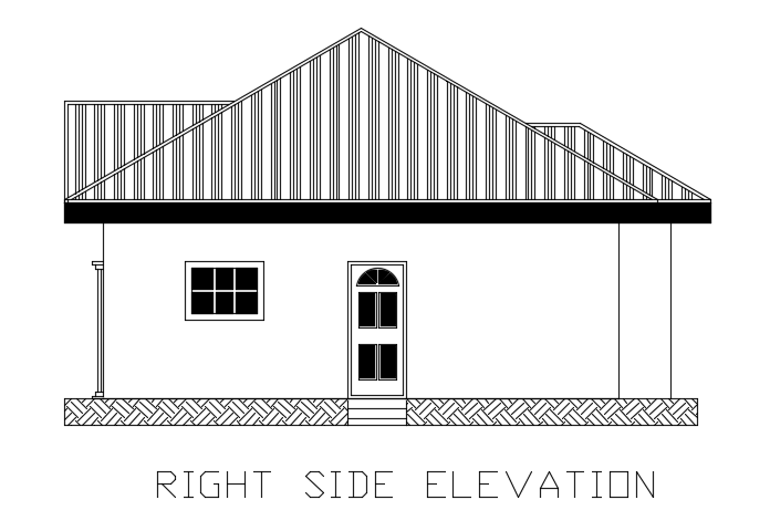 The right side elevation view of the 13x8m home building cad drawing is given in this file