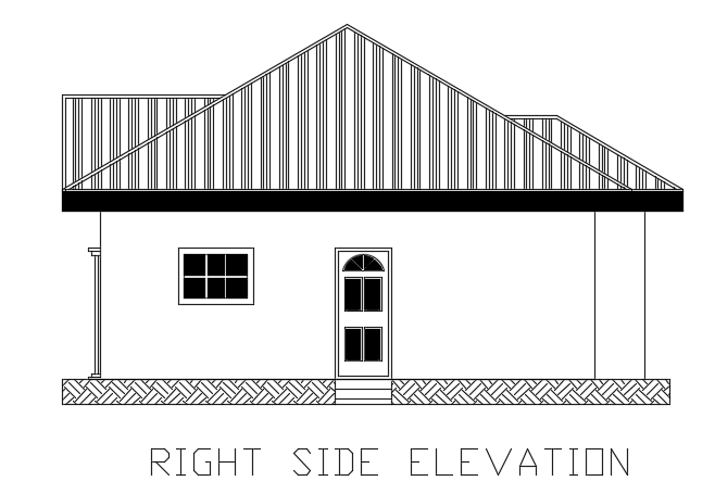 The right side elevation view of the 13x8m house building view CAD drawing