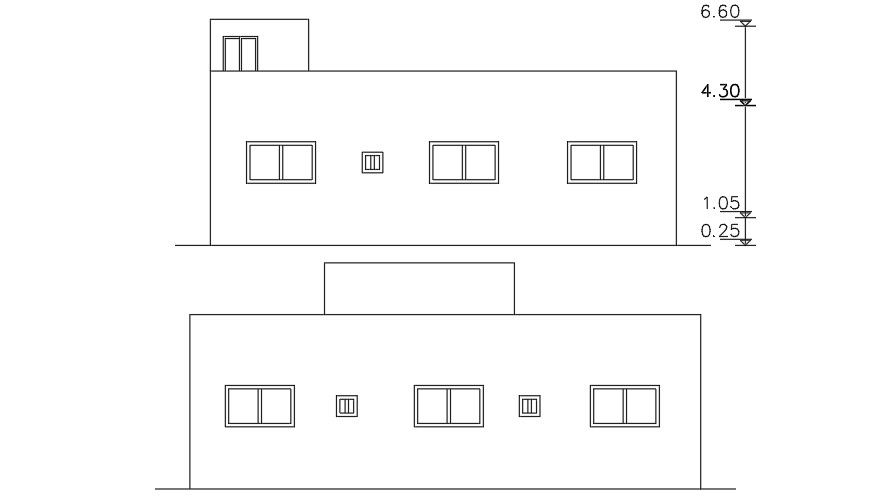 The right side elevation view of the 14x14meter house building
