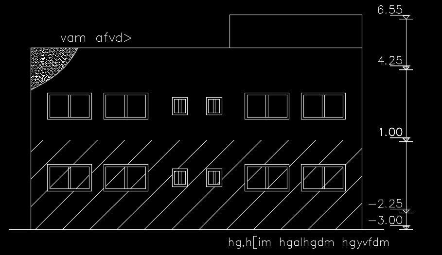 The right side elevation view of the 15x20m house building
