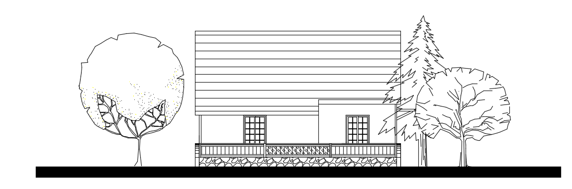 Right Side Elevation View of 17x10m Simple House in AutoCAD drawing